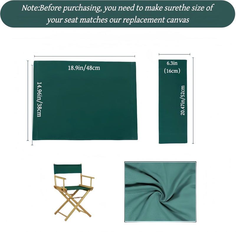 wonofa 1 Set Director Chair Canvas Replacement with Wood Stick,18.9''L X 15''W Portable Replacement Cover Canvas for Directors Chair (Green) - Image 2